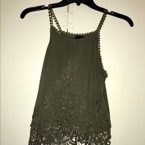 Olive Green Eyelet Tank Top